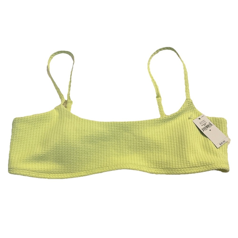 Gap Medium Neon Yellow Swimsuit Top Beach Summer Ocean Sexy Ribbed New with Tags